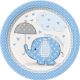 Umbrellaphants Blue Baby Shower Dessert Plates (8)