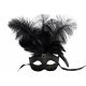 Women's Winter Wonderland Middle Feathers Venetian Mask Black