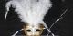 Kbw Women's Winter Wonderland Middle Feathers Venetian Mask White&Gold