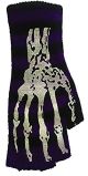 Striped Skeleton Printed Short Fingerless Gloves (Purple)