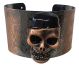 Metal Wristband with Skull (Brown)