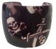 Skull and Crossbones Printed Metal Wristband (Black)