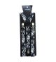 Adjustable Suspenders with Grey Skull and Crossbones (Black and White)