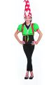 Girls Toadstool Gnome Costume Black & Green,Large10-12