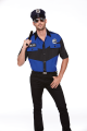 Police Fancy Shirt With Hat - Blue & BlackXL