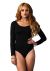 Leg Avenue Opaque Long Sleeved Bodysuit with Snaps Black