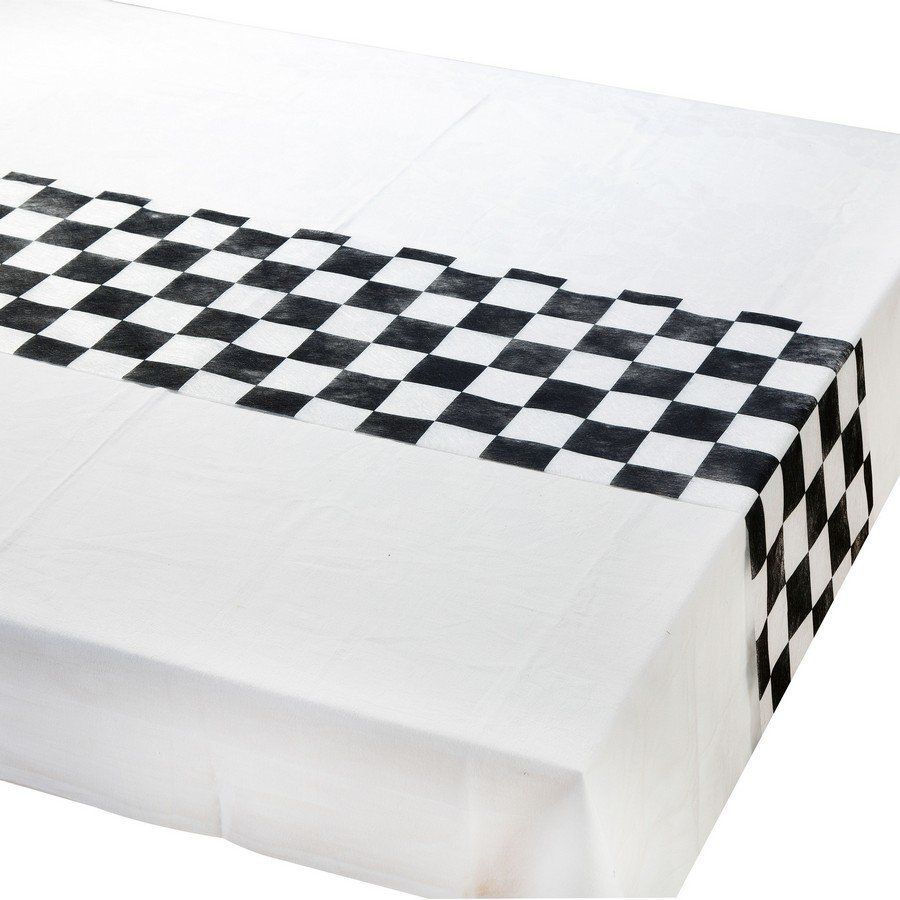 Talking Tables Truly Alice in Wonderland Checkered Fabric Table Runner for  a Tea Party or Birthday, Monochrome